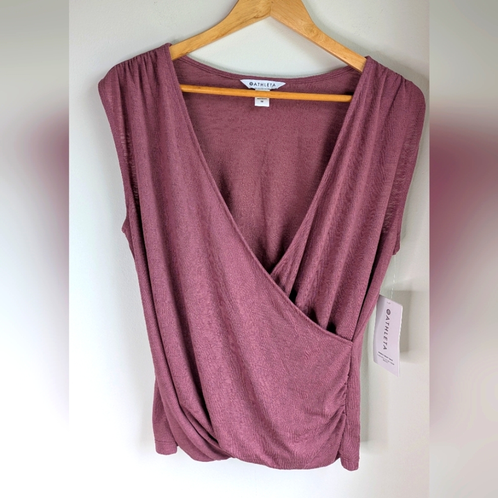 Athleta Mauve Breezy Wrap Tank Top NWT Purple Pink Size M